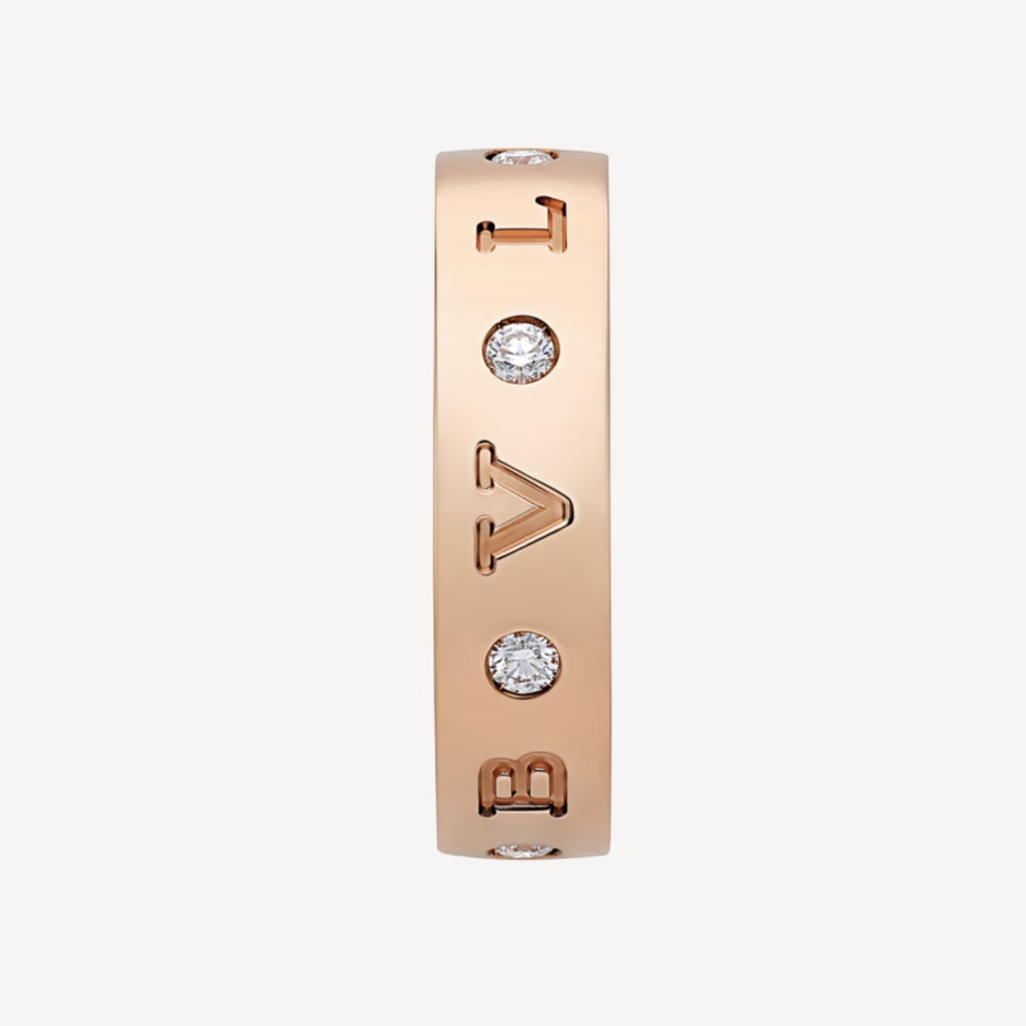 [Love Lucky]ZERO 1 ESSENTIAL PINK GOLD BAND WITH DIAMONDS RING