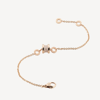 [Love Lucky]ZERO 1 SOFT PINK GOLD WITH PAVED DIAMONDS ON THE SPIRAL BRACELET