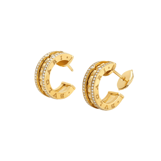 [Love Lucky]ZERO 1 ROCK GOLD EARRINGS WITH STUDDED SPIRAL AND PAVED DIAMONDS