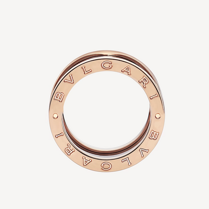 [Love Lucky]ZERO 1 FOUR-BAND LOOPS AND BLACK CERAMIC SPIRAL PINK GOLD RING