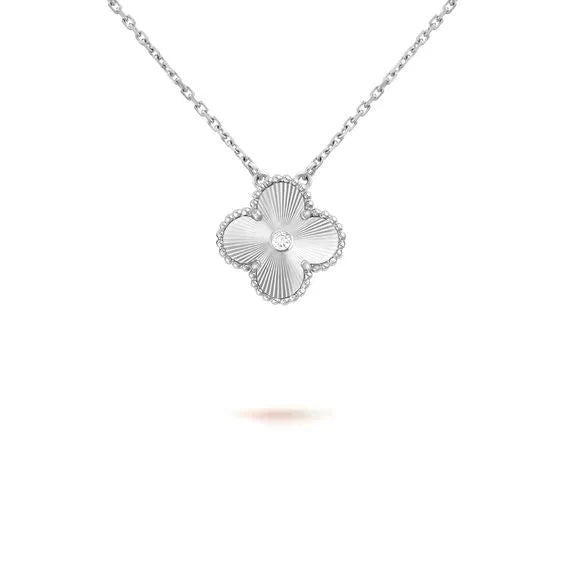 [Love Lucky]CLOVER  15MM DIAMOND LASER NECKLACE SILVER
