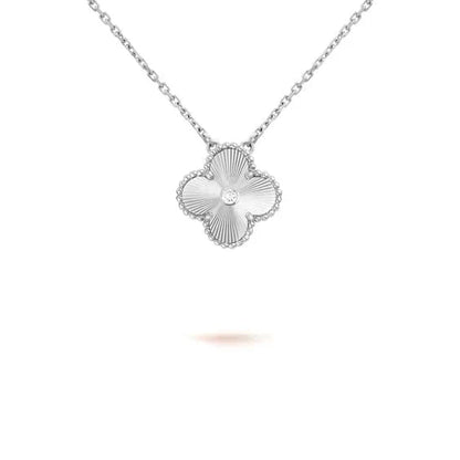 [Love Lucky]CLOVER  15MM DIAMOND LASER NECKLACE SILVER