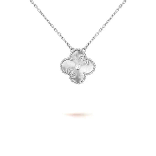 [Love Lucky]CLOVER  15MM DIAMOND LASER NECKLACE SILVER