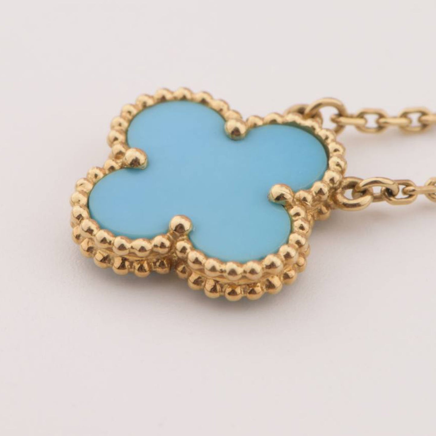[Love Lucky]CLOVER 15MM VINTAGE TURQUOISE NECKLACE