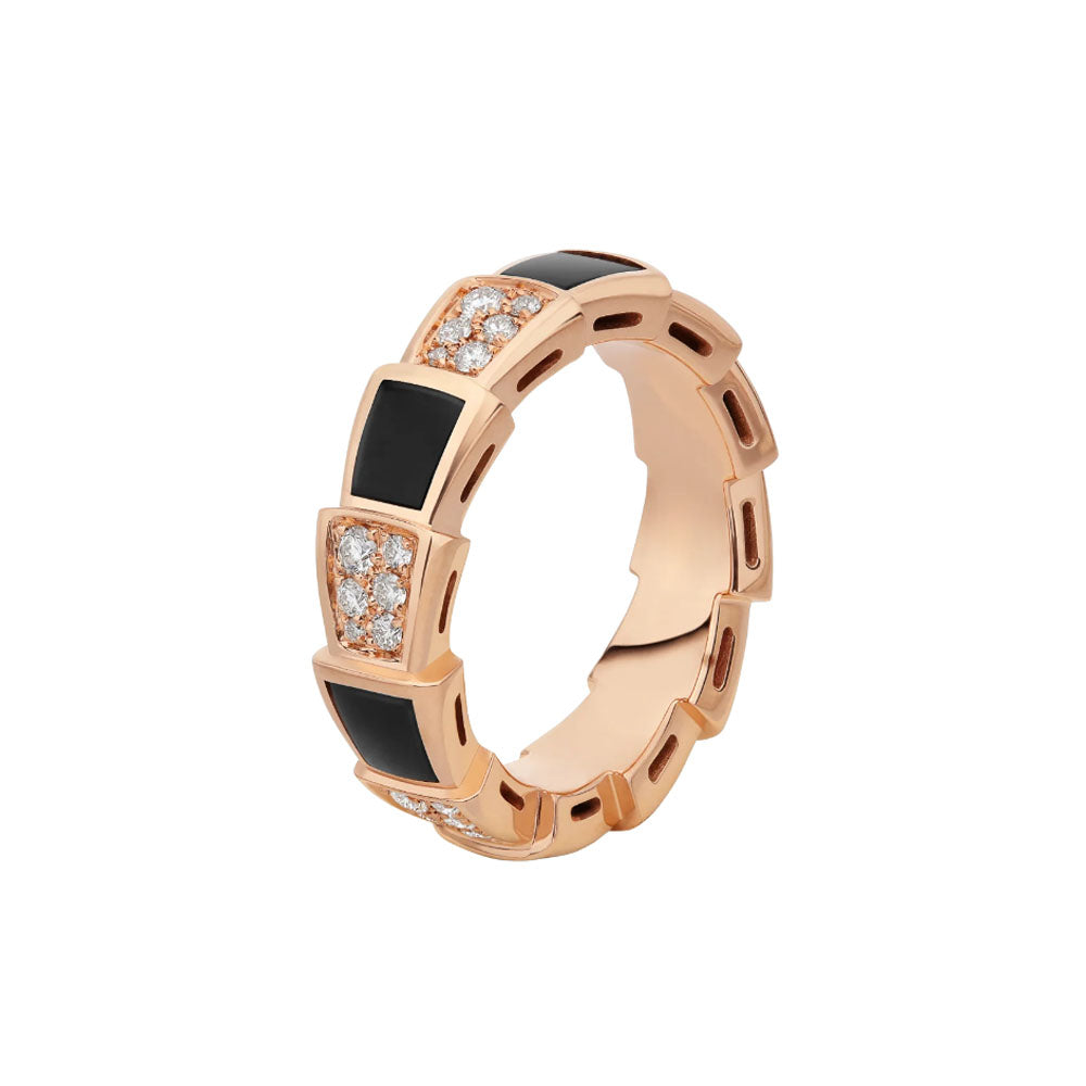 [Love Lucky]SERPENTI RING PINK GOLD BLACK MOP DIAMOND PAVED 4MM