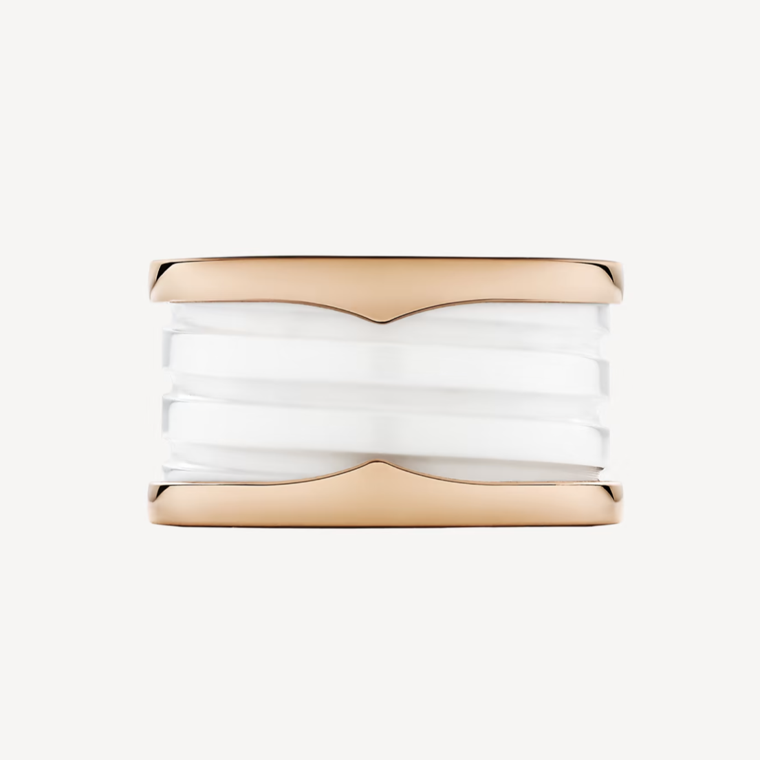[Love Lucky]ZERO 1 FOUR-BAND LOOPS AND WHITE CERAMIC SPIRAL PINK GOLD RING