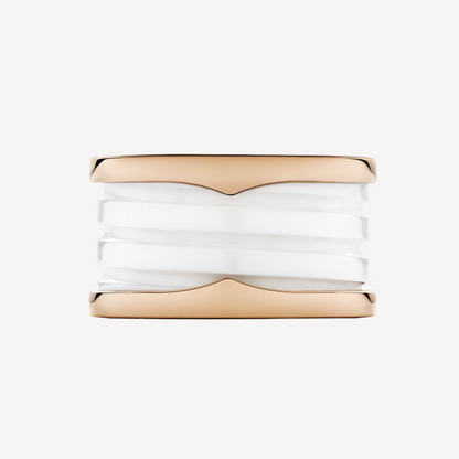 [Love Lucky]ZERO 1 FOUR-BAND LOOPS AND WHITE CERAMIC SPIRAL PINK GOLD RING