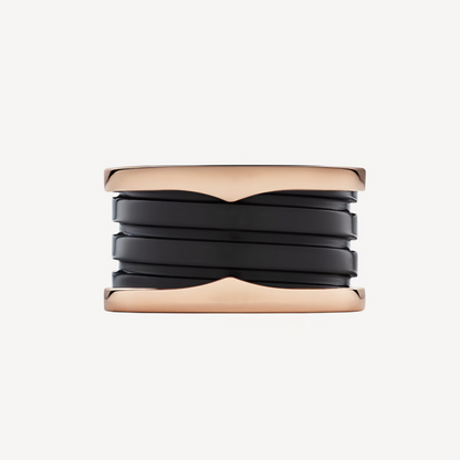[Love Lucky]ZERO 1 FOUR-BAND LOOPS AND BLACK CERAMIC SPIRAL PINK GOLD RING