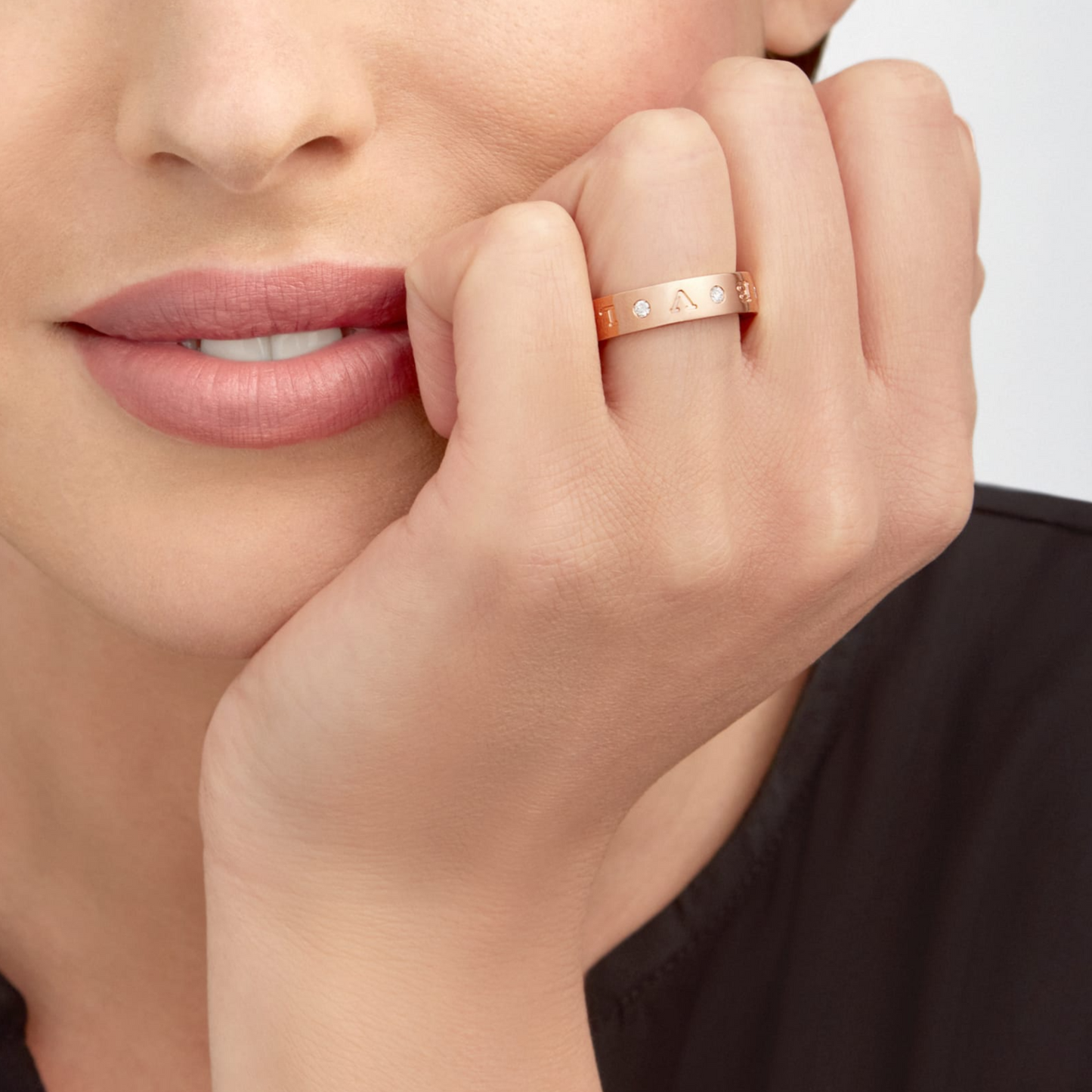 [Love Lucky]ZERO 1 ESSENTIAL PINK GOLD BAND WITH DIAMONDS RING