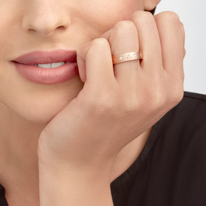 [Love Lucky]ZERO 1 ESSENTIAL PINK GOLD BAND WITH DIAMONDS RING