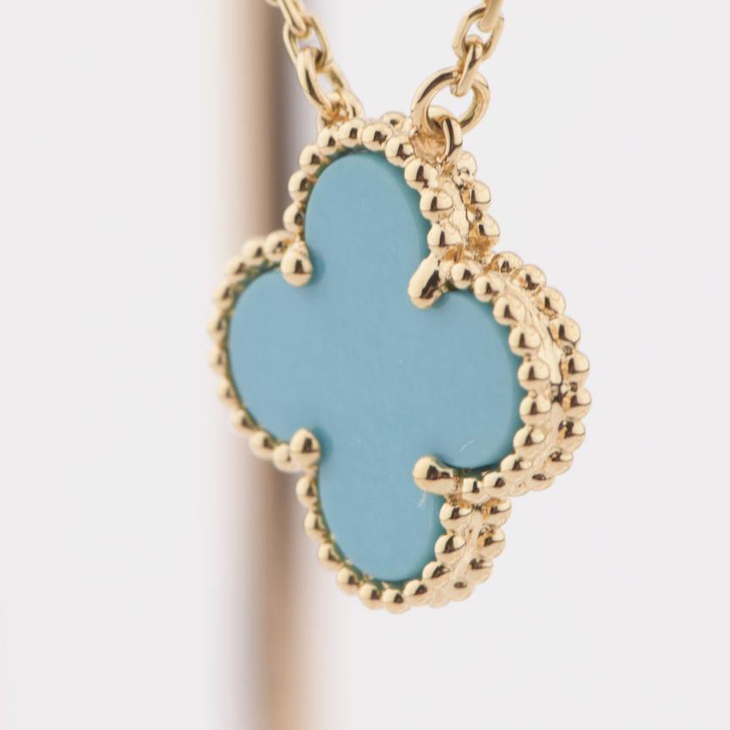 [Love Lucky]CLOVER 15MM VINTAGE TURQUOISE NECKLACE