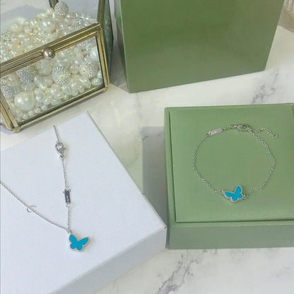 [Love Lucky]BUTTERFLY TURQUOISE BUTTERFLY BRACELET SILVER