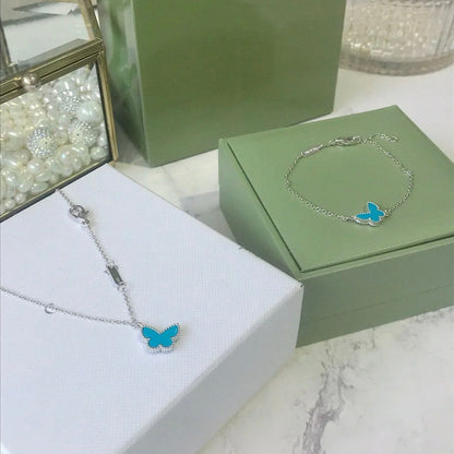 [Love Lucky]BUTTERFLY TURQUOISE BUTTERFLY BRACELET SILVER