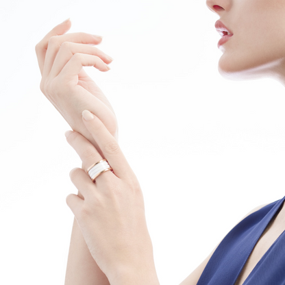 [Love Lucky]ZERO 1 FOUR-BAND LOOPS AND WHITE CERAMIC SPIRAL PINK GOLD RING