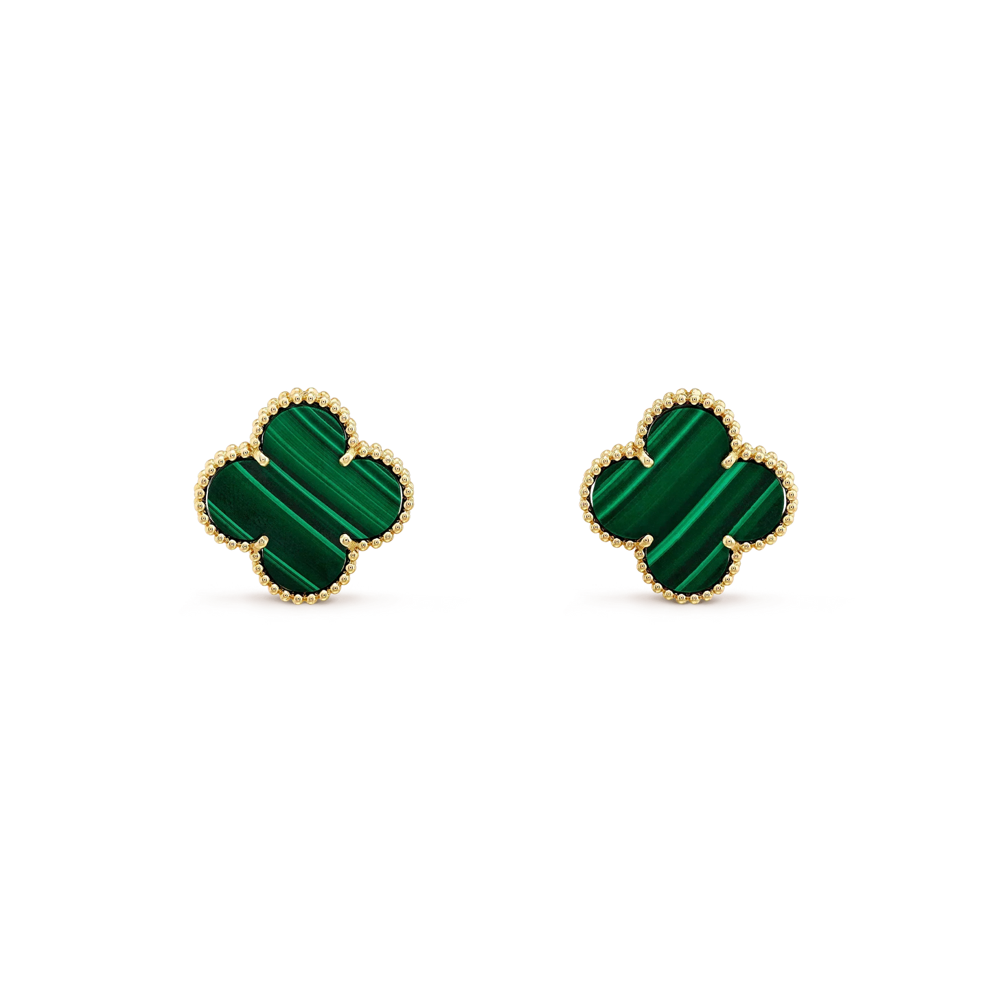 [Love Lucky]CLOVER MINI 9.5MM MALACHITE  EARRINGS