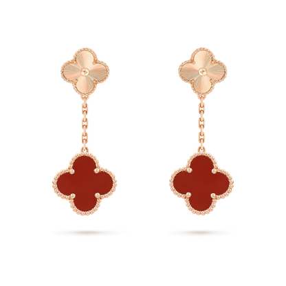 [Love Lucky]CLOVER 2 MOTIF  LASER CARNELIAN EARRINGS