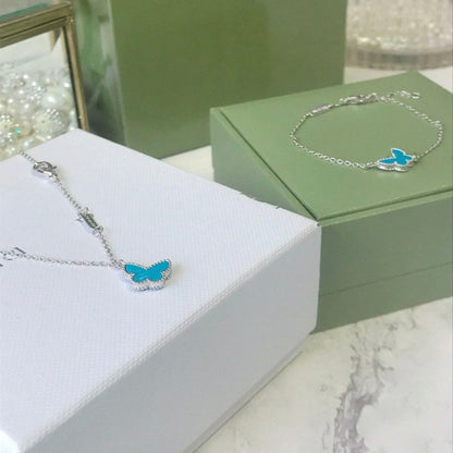 [Love Lucky]BUTTERFLY TURQUOISE BUTTERFLY BRACELET SILVER
