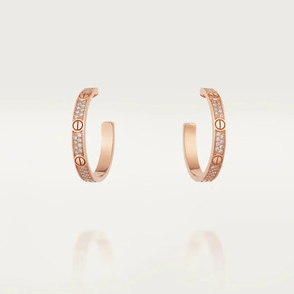 [Love Lucky]LOVE DIAMOND PINK GOLD HOOP EARRINGS
