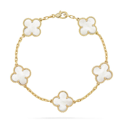[Love Lucky]CLOVER  5 MOTIF WHITE MOP BRACELET