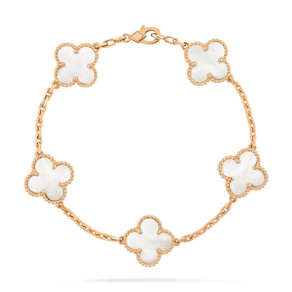 [Love Lucky]CLOVER  5 MOTIF WHITE MOP BRACELET