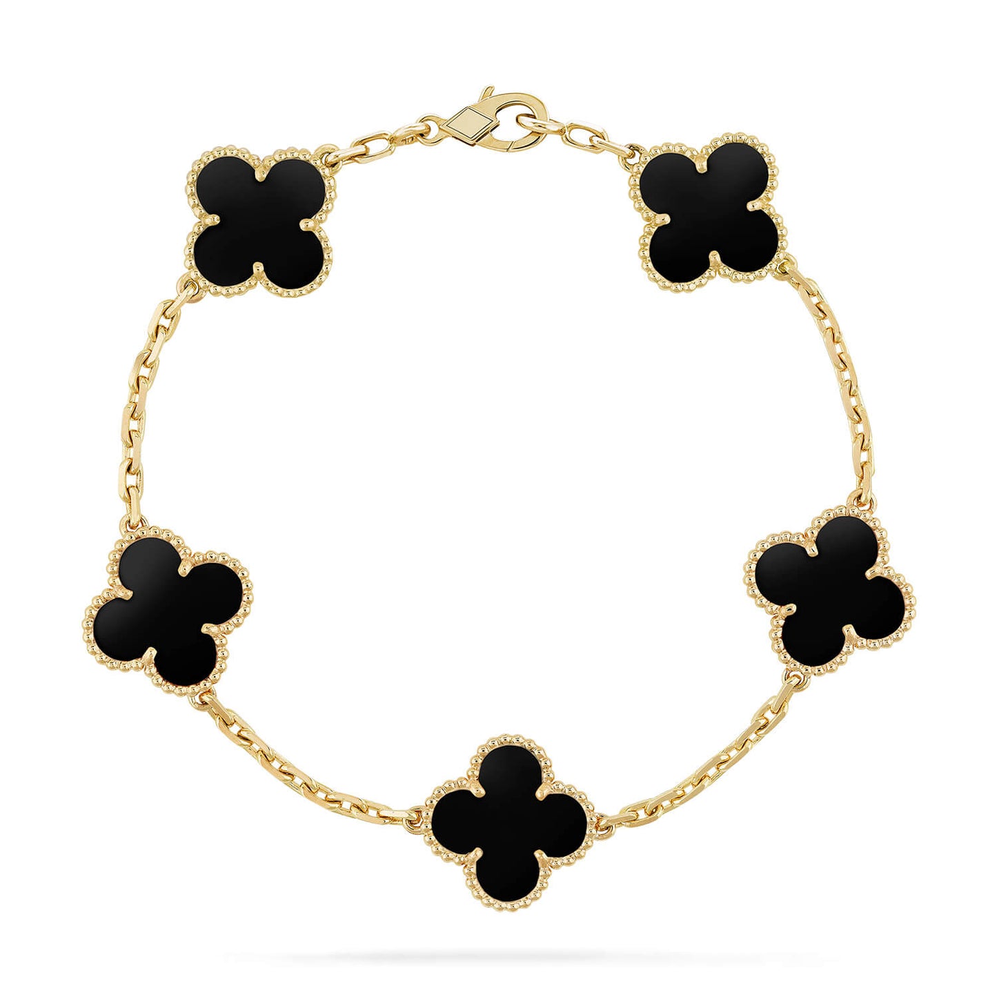 [Love Lucky]CLOVER  5 MOTIFS BLACK ONYX BRACELET