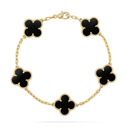 [Love Lucky]CLOVER  5 MOTIFS BLACK ONYX BRACELET