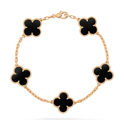 [Love Lucky]CLOVER  5 MOTIFS BLACK ONYX BRACELET