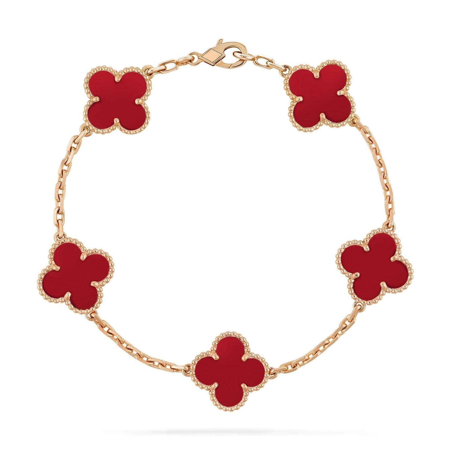 [Love Lucky]CLOVER 5 MOTIFS RED AGATE  BRACELET