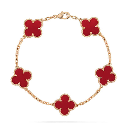 [Love Lucky]CLOVER 5 MOTIFS RED AGATE  BRACELET