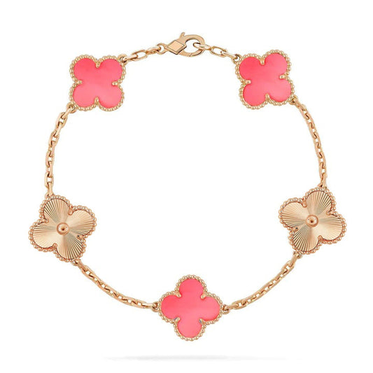 [Love Lucky]CLOVER BRACELET 5 MOTIF PINK AND PINK GOLD