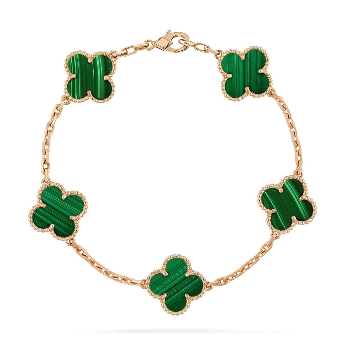 [Love Lucky]CLOVER 5 MOTIFS MALACHITE BRACELET