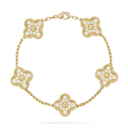 [Love Lucky]CLOVER 5 MOTIFS  FULL DIAMOND BRACELET