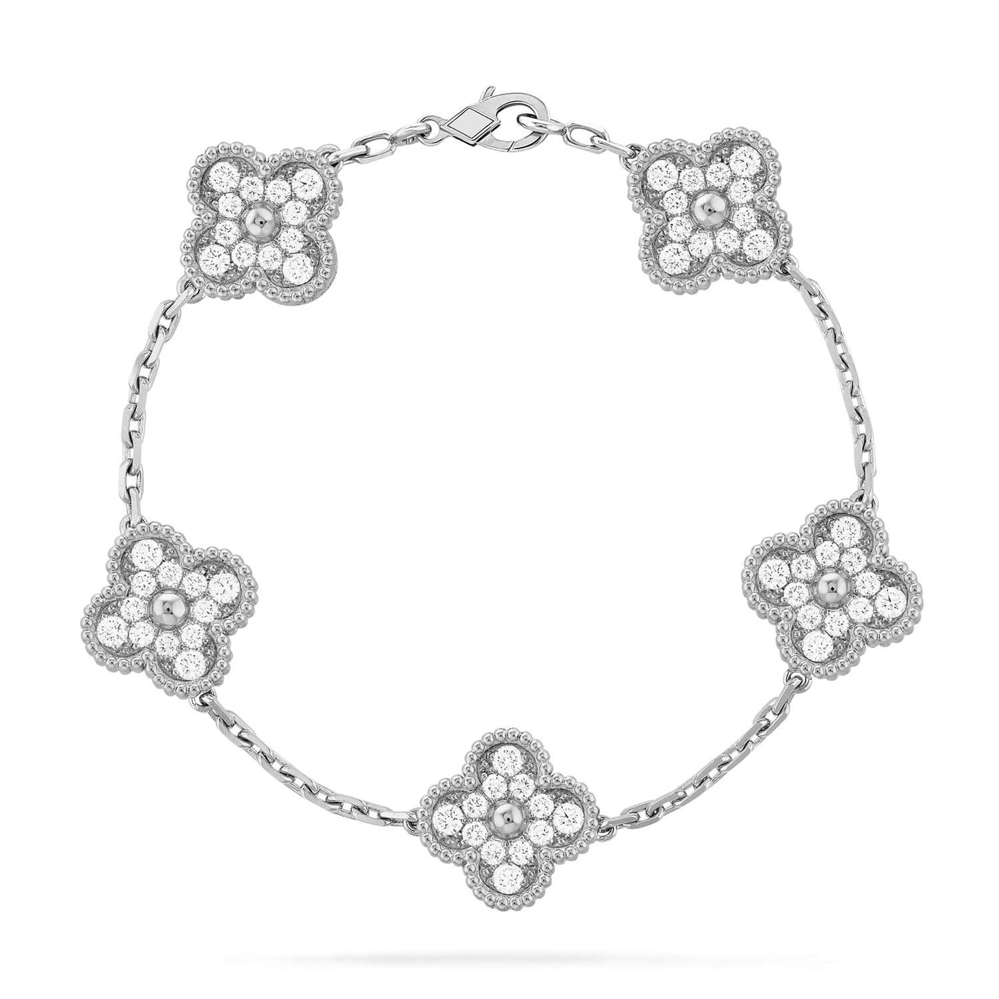 [Love Lucky]CLOVER 5 MOTIFS  DIAMOND BRACELET SILVER