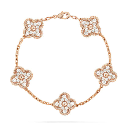 [Love Lucky]CLOVER 5 MOTIFS  FULL DIAMOND BRACELET