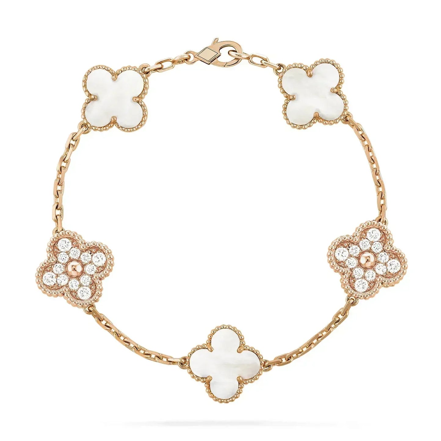 [Love Lucky]CLOVER BRACELET 5 MOTIF WHITE MOP DIAMOND
