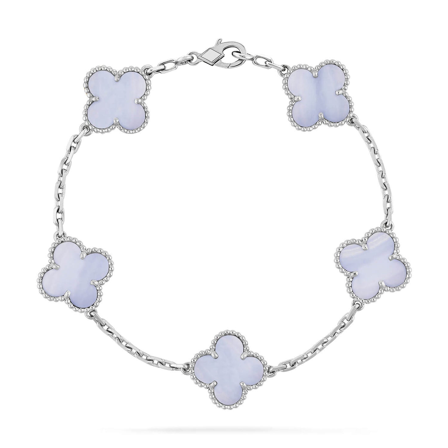 [Love Lucky]CLOVER  5 MOTIF PURPLE CHALCEDONY BRACELET SILVER