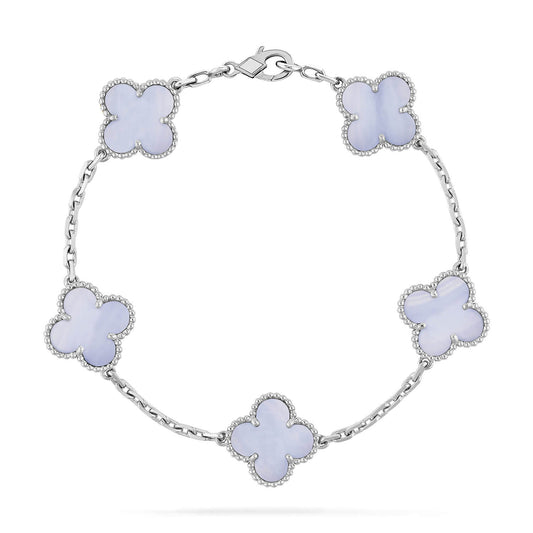 [Love Lucky]CLOVER  5 MOTIF PURPLE CHALCEDONY BRACELET SILVER