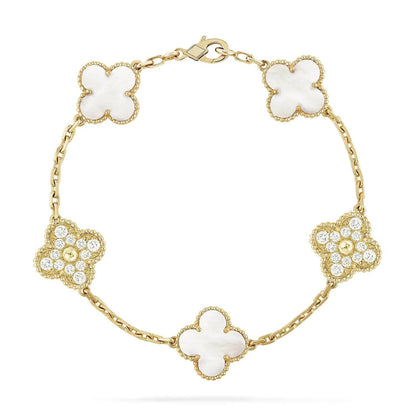 [Love Lucky]CLOVER BRACELET 5 MOTIF WHITE MOP DIAMOND
