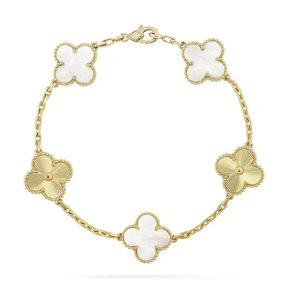 [Love Lucky]CLOVER BRACELET 5 MOTIF WHITE MOP PINK GOLD