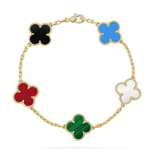[Love Lucky]CLOVER 5 MOTIFS MULTICOLOR  BRACELET
