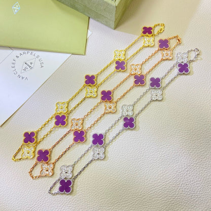 [Love Lucky]CLOVER 10 MOTIFS PURPLE VIOLET DIAMOND NECKLACE