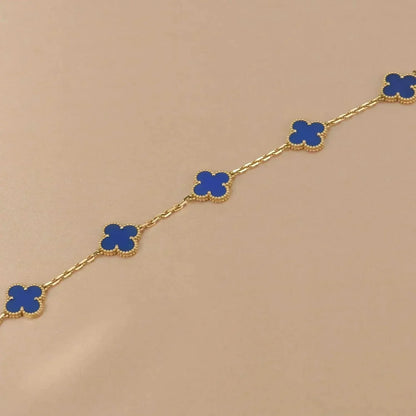 [Love Lucky]CLOVER 5 MOTIFS BLUE AGATE BRACELET