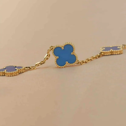 [Love Lucky]CLOVER 5 MOTIFS BLUE AGATE BRACELET