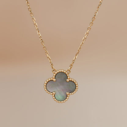 [Love Lucky]CLOVER 15MM  GRAY MOTHER OF PEARL NECKLACE