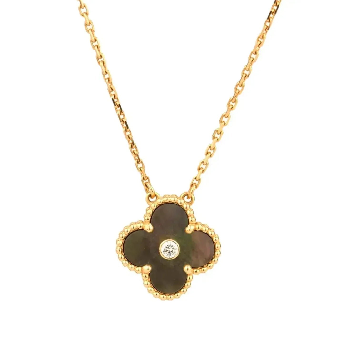 [Love Lucky]CLOVER 15MM DIAMOND AND MOTHER-OF-GREY NECKLACE