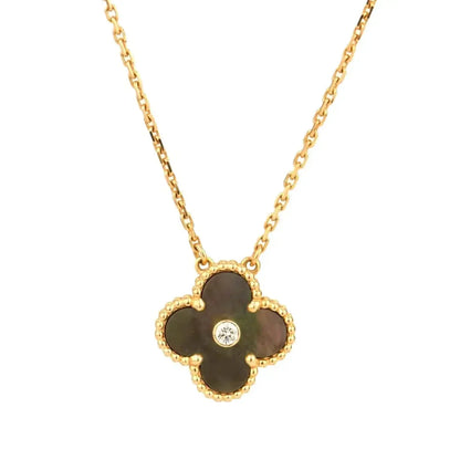 [Love Lucky]CLOVER 15MM DIAMOND AND MOTHER-OF-GREY NECKLACE
