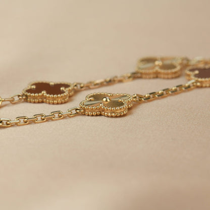 [Love Lucky]CLOVER  5 MOTIFS CARNELIAN GOLD BRACELET
