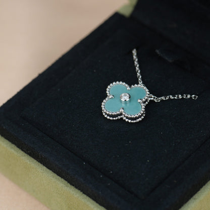 [Love Lucky]CLOVER 15MM DIAMOND SVRES PORCELAIN  NECKLACE SILVER