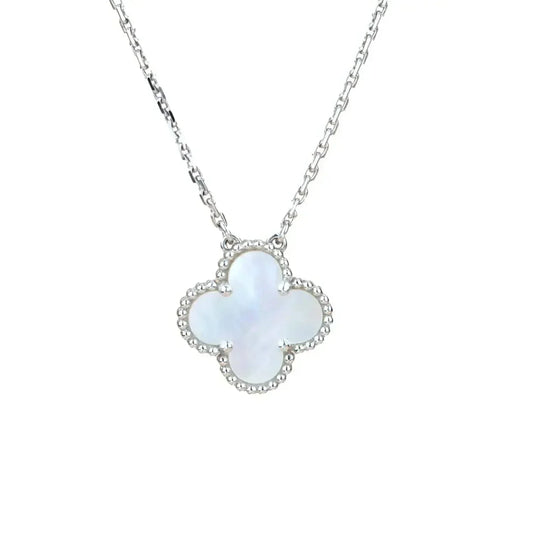 [Love Lucky]CLOVER  15MM WHITE MOTHER-OF-PEARL SILVER