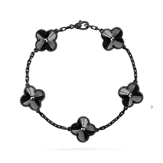 [Love Lucky]CLOVER 5 MOTIF BLACK BRACELET